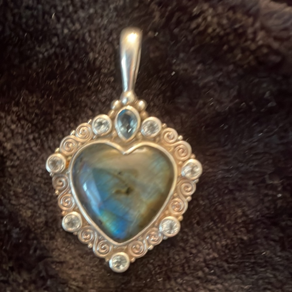 SanJen 925 Multi Gemstone Heart Pendant